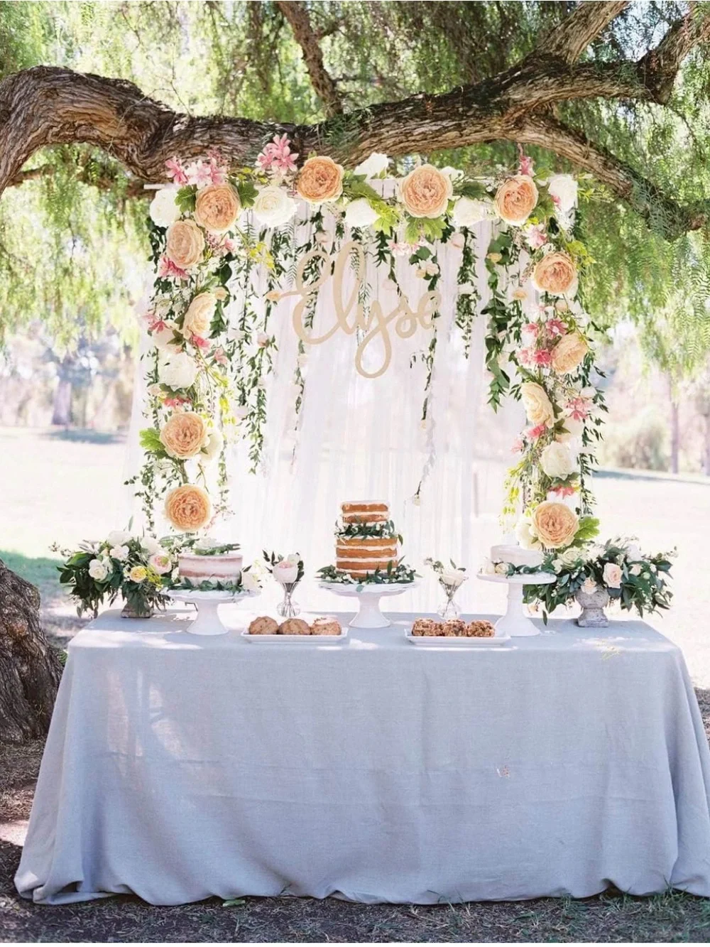 NIB Champagne Variety Peach and Pink Floral Garland - Wedding,Shower Arch 2 Pack